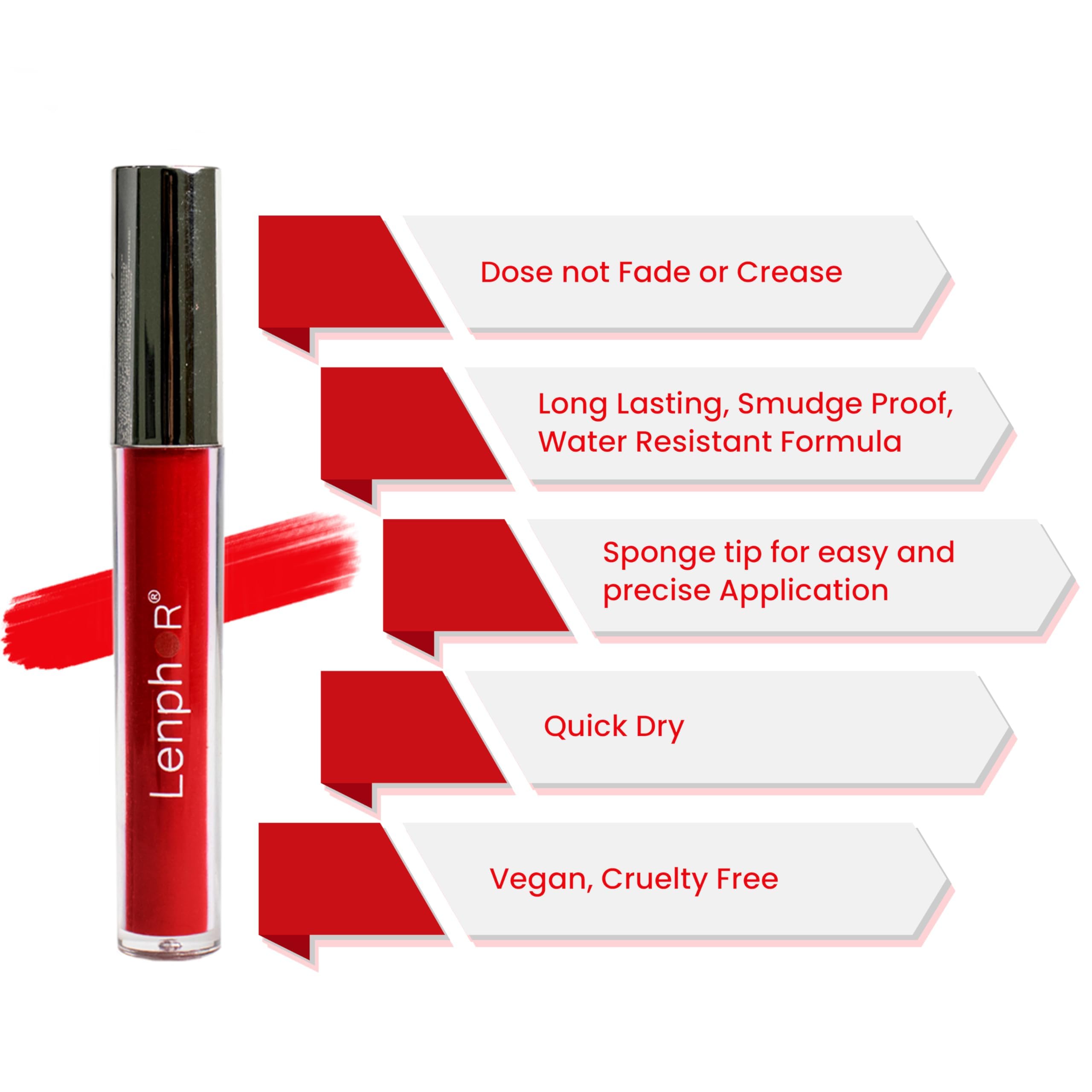 Lenphor Liquid Sindoor (Red 01) - Long Lasting Liquid Bindi for Indian Traditional Makeup & Bridal Looks | Perfect for Festivals, Weddings & Cultural Events