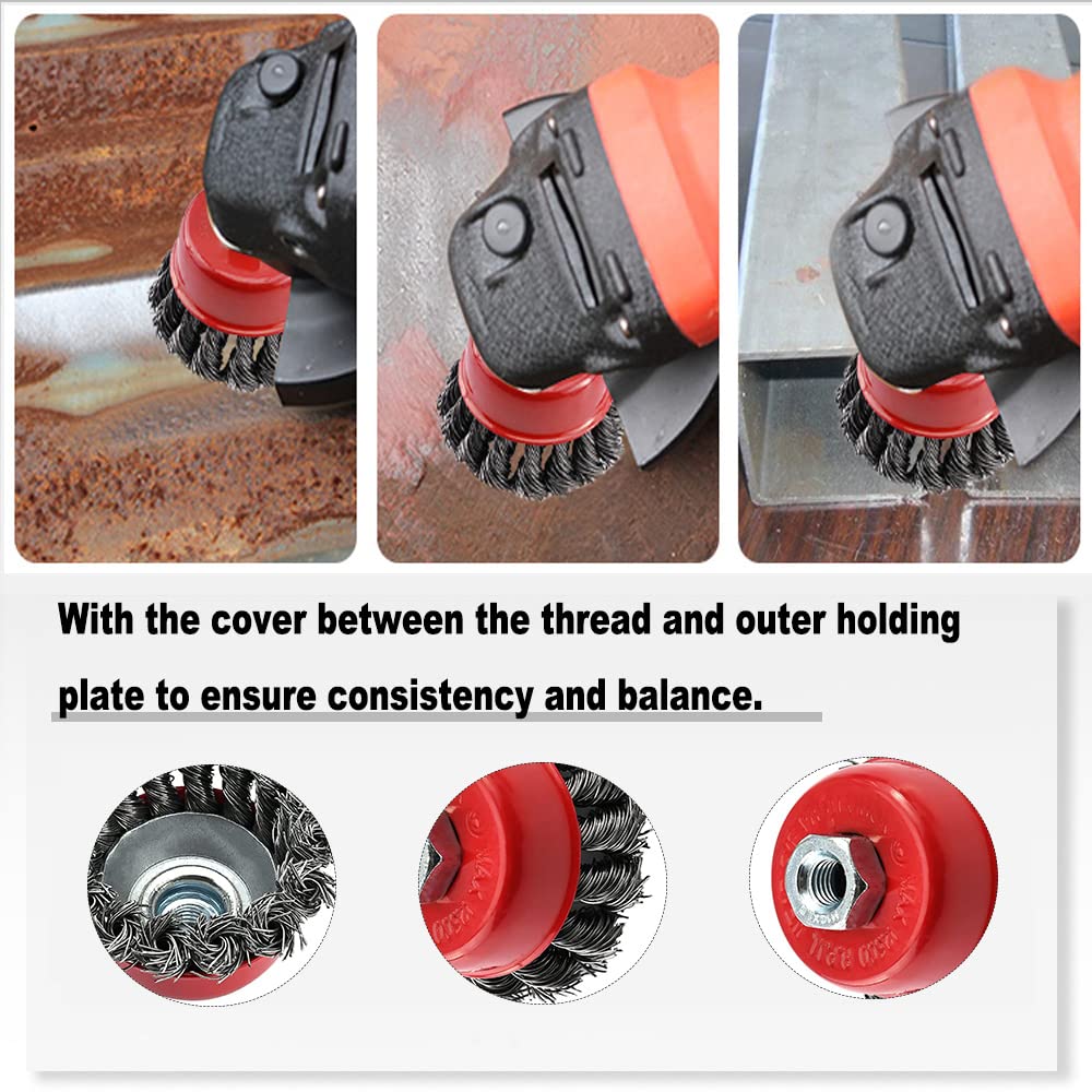 Utoolmart 75mm Steel Wire Cup Brush - 3 Pcs for Metal Cleaning & Rust Removal