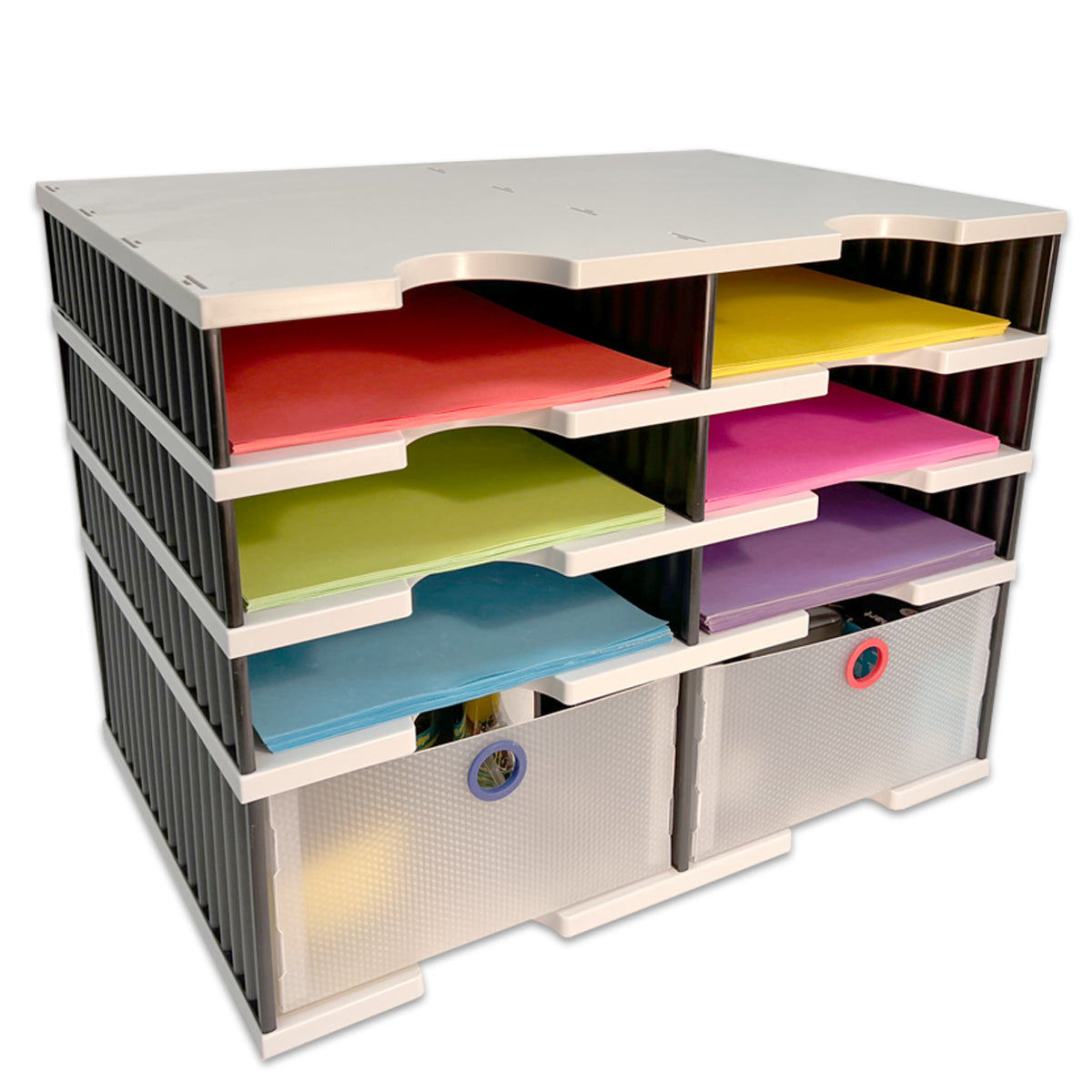 6-Tier Desktop Organizer with Letter Tray Sorter, Storage Drawers & Riser Base | TierDrop™ Plus Document & Office Supply Organizer | Perfect for Home Office, School & Workspace Organization