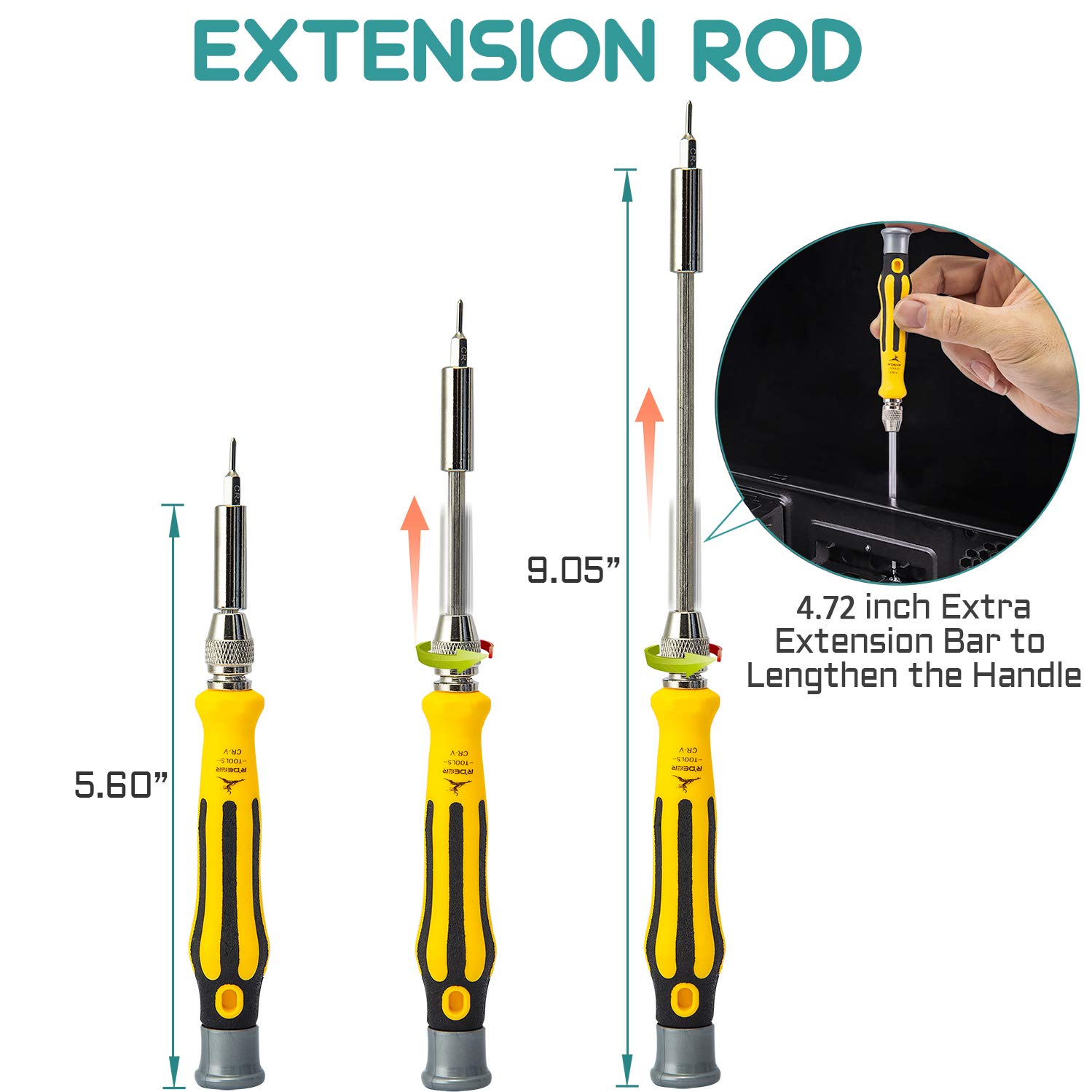 46 in 1 Precision Magnetic Screwdriver Set - Professional Electronics Repair Tool Kit with Extension Bar & Tweezers | Ideal for iPhone, Laptop, PC, Smartphone & Home Appliance Repairs