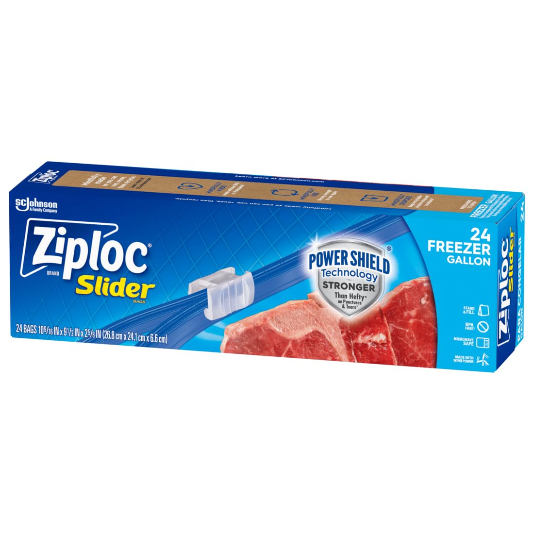 Ziploc Gallon Food Storage Freezer Bags with Slider Closure | Power Shield Technology for Extra Durability | 24 Count | Ideal for Meal Prep, Freezing Soups & Long-Term Food Storage