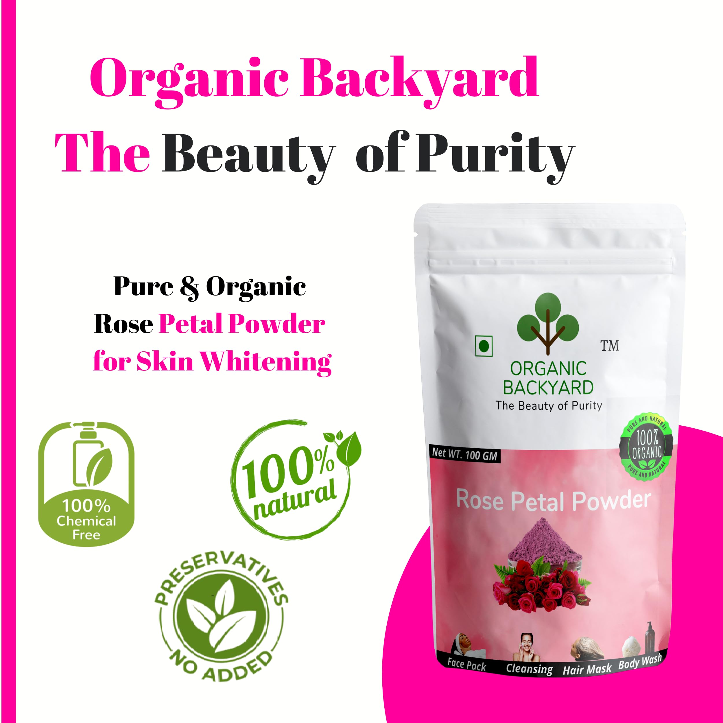 100% Organic Rose Petal Powder for Face Care - Natural Skincare Treatment for Glowing Skin | DIY Face Masks, Soaps & Beauty Recipes | Perfect for Sensitive Skin & Anti-Aging Routine