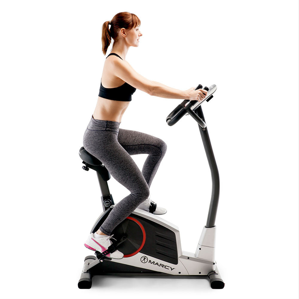 Marcy ME 702 Magnetic Upright Exercise Bike - Quiet Home Gym Equipment for Cardio Workouts | Perfect for Small Spaces & Indoor Cycling Training