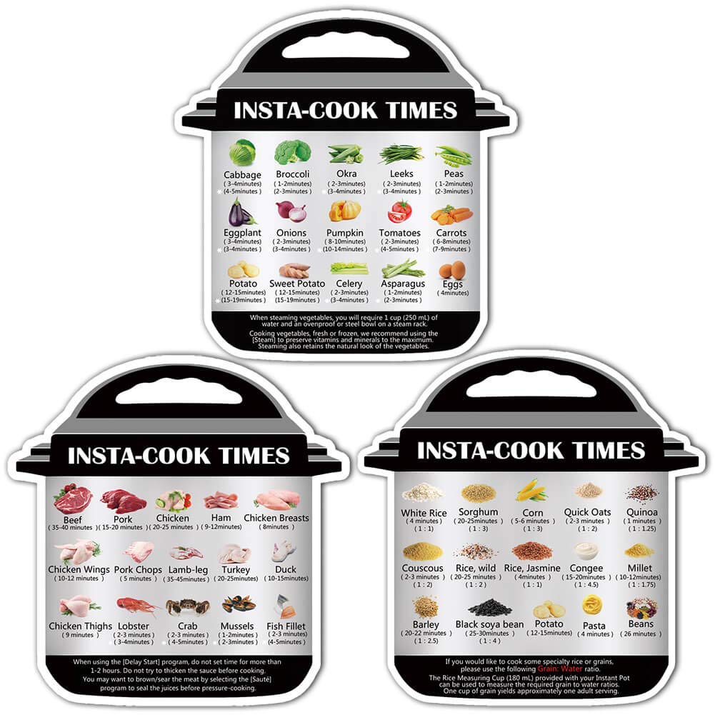 Instant Pot Cooking Times Cheat Sheet - Magnetic Quick Reference Guide for Pressure Cooker | Perfect for Kitchen, Meal Prep & Cooking Enthusiasts