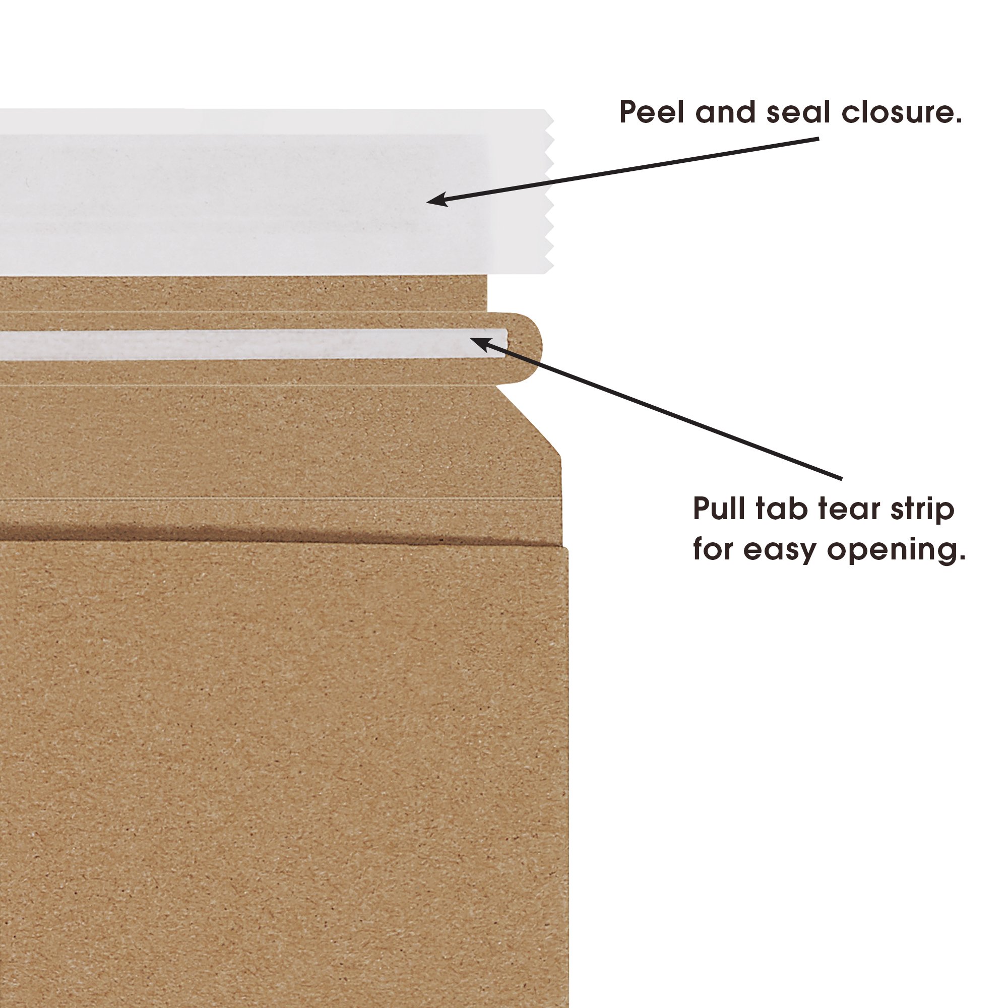 Tape Logic 11 x 13 1/2 Inch Stayflats Rigid Flat Mailers - Kraft Brown (100 Pack) | Photo & Document Mailers with Peel & Seal Closure | Easy Tear Strip Opening | Perfect for eBay, Etsy & Amazon Shipping