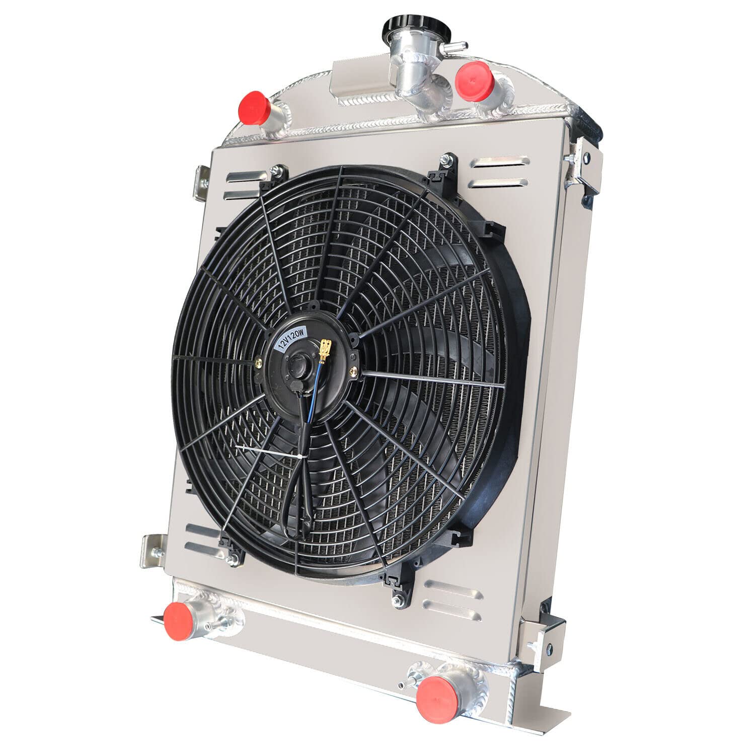 Ford Model A & B 3.3L L4 Aluminum Radiator (1930-1932) - 4 Row High Performance Cooling System with 16