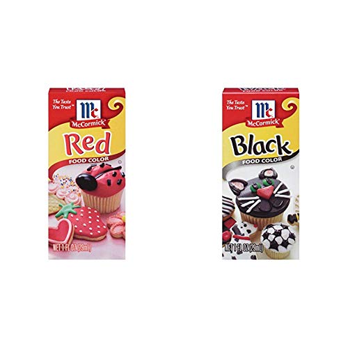 McCormick Black & Red Food Coloring Set - 1 fl oz Each | Perfect for Baking, Cake Decorating, and DIY Crafts