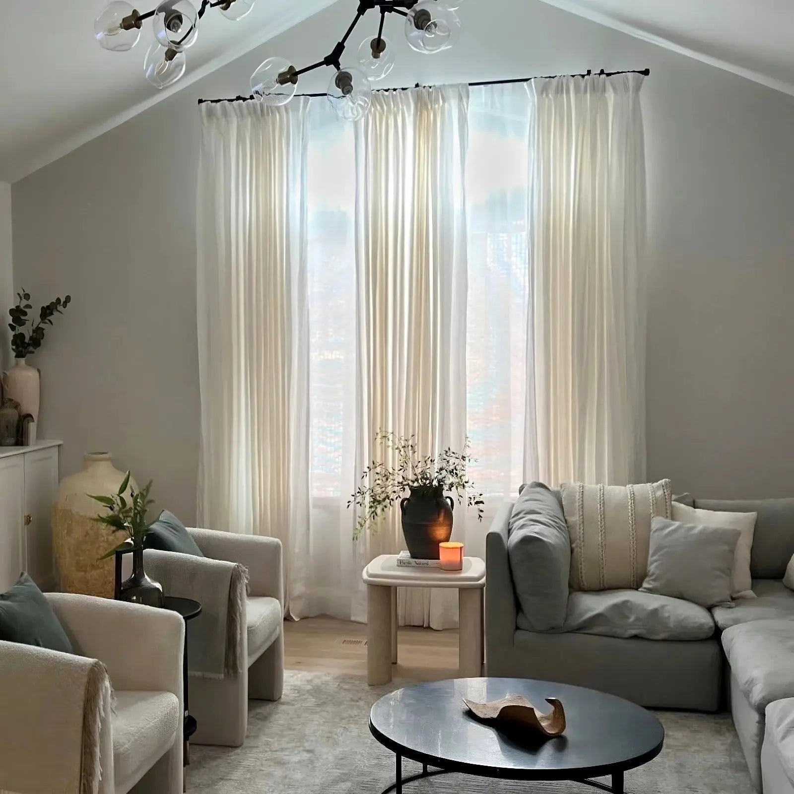 100% Linen Pleated Curtains by Doris - Elegant Window Treatments for Living Room, Bedroom & Dining Room