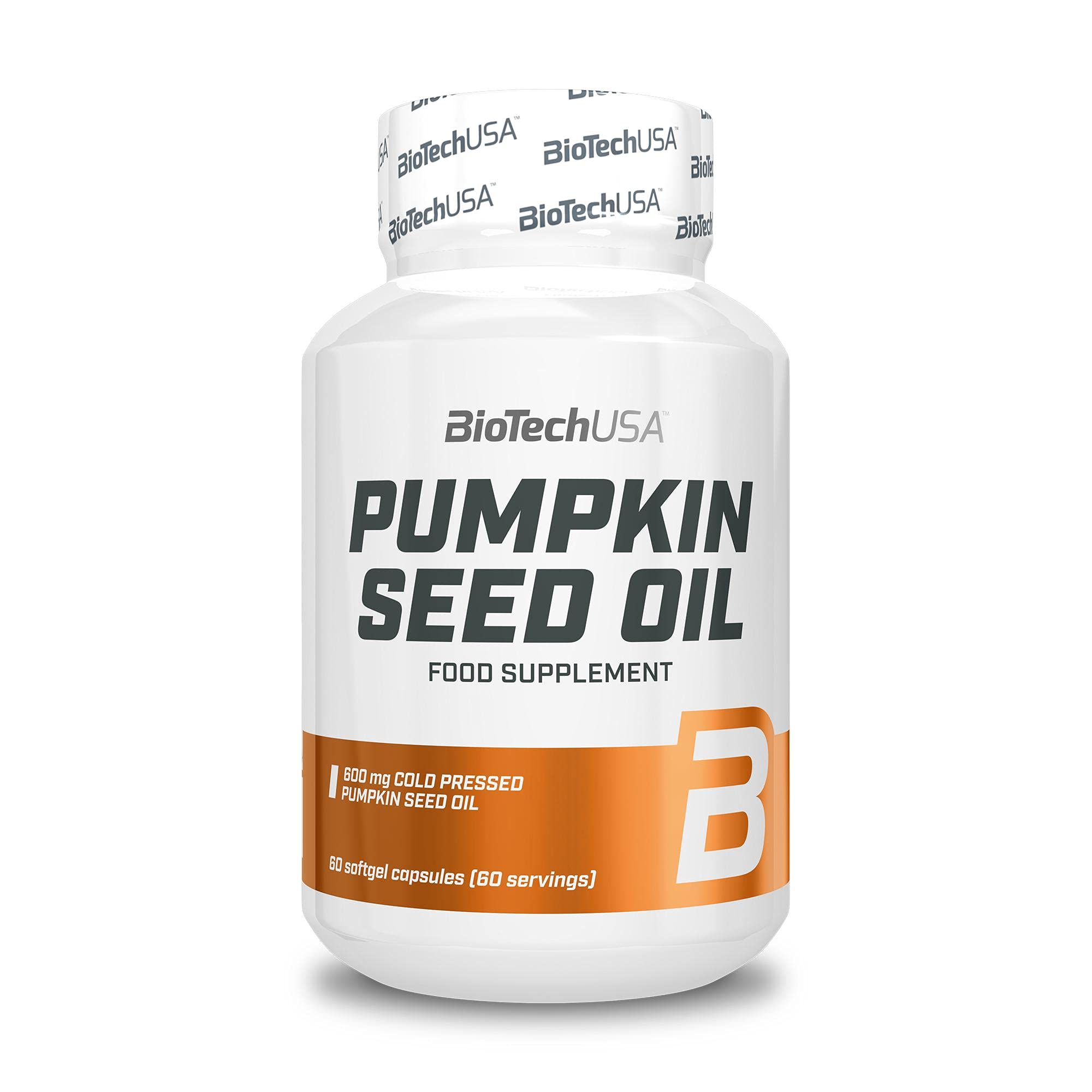 BioTechUSA Pumpkin Seed Oil 1000mg - 60 Softgels for Prostate & Urinary Health - Supports Hair Growth & Heart Health - Natural Supplement for Men & Women