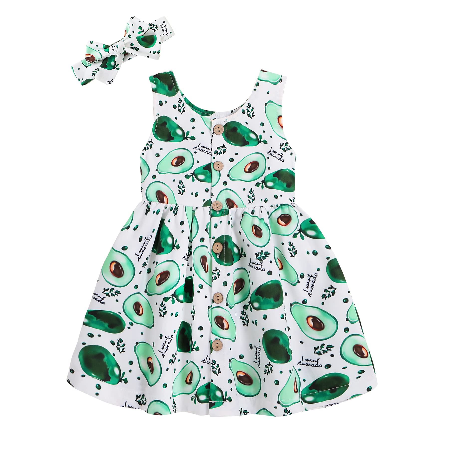 YOUNGER TREE Toddler Dresses for Girls - Cute Lemon & Pineapple Fruit Print Summer Sundress for Spring & Summer - Perfect for Beach, Playdates & Outdoor Activities