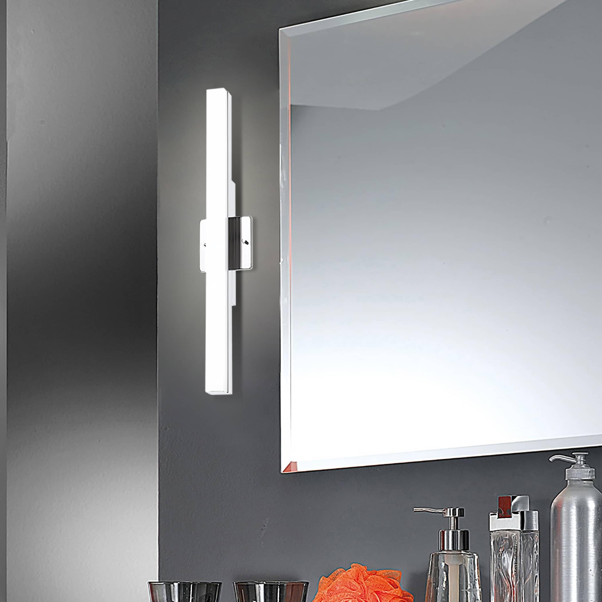 EGLO 205069A 1-Light LED Vanity Light Fixture, 24W Chrome Finish - Perfect for Bathroom Mirror Lighting & Modern Home Decor