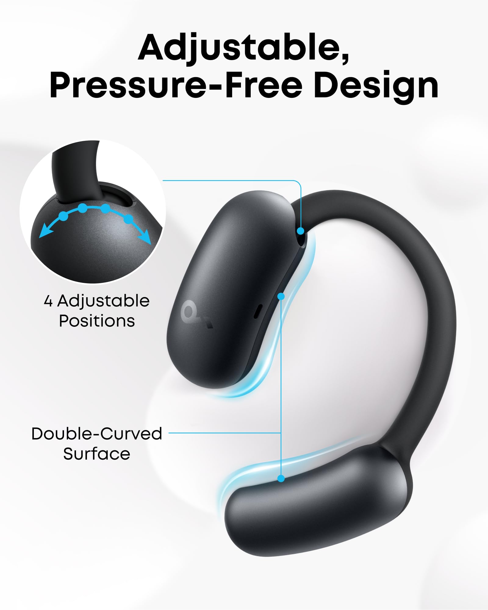 Soundcore AeroFit 2 Open-Ear Bluetooth Headphones by Anker - 42H Playtime, Hi-Res Audio, Rich Bass, Wireless Charging, IP55 Waterproof, AI Clear Calls - Perfect for Running, Gym Workouts & Outdoor Activities