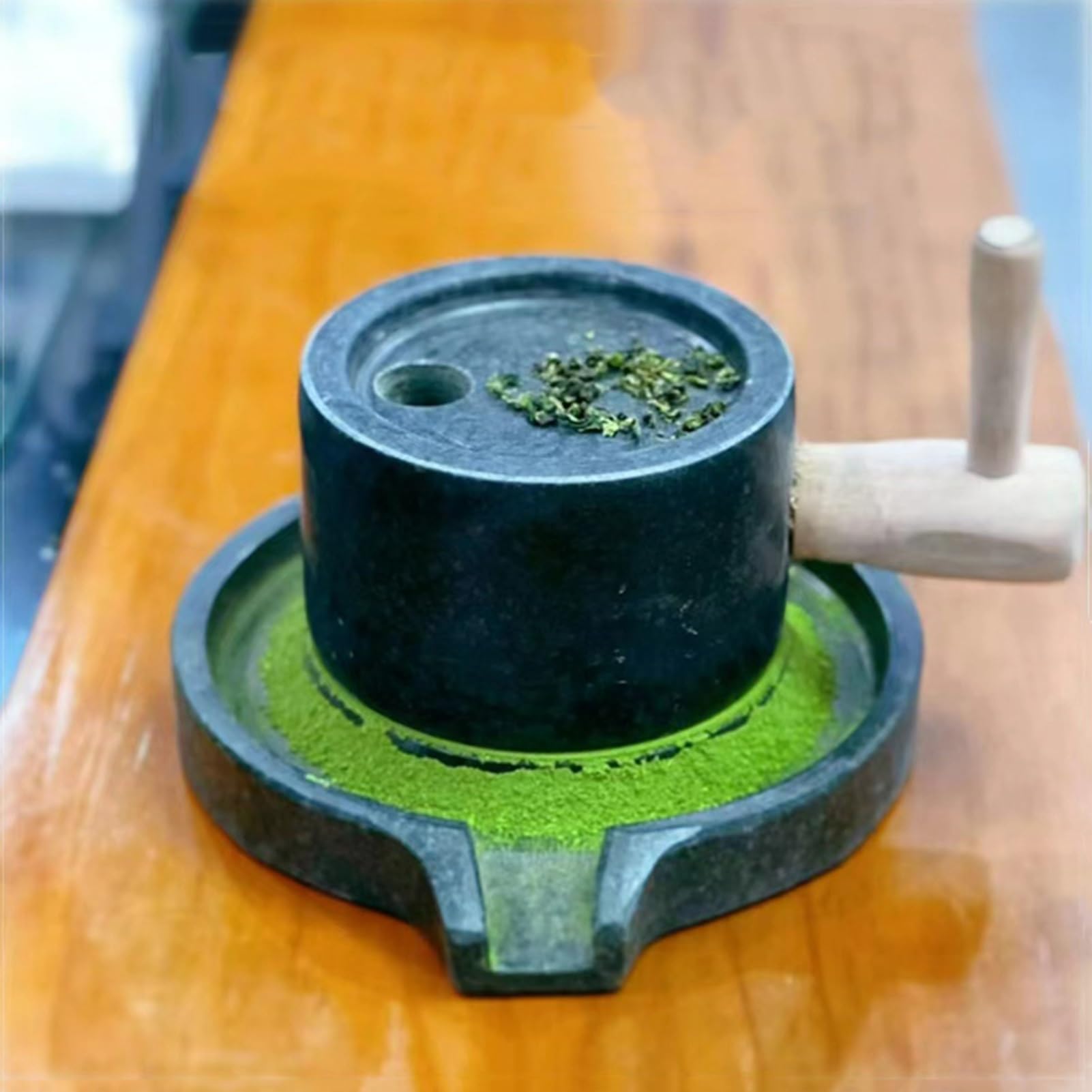 Premium Hand Grain Stone Mill for Matcha Tea, Coffee Beans, Wheat & Rice - Bluestone Grinder for Powder & Flour - Easy to Use for Home Baking & Healthy Cooking