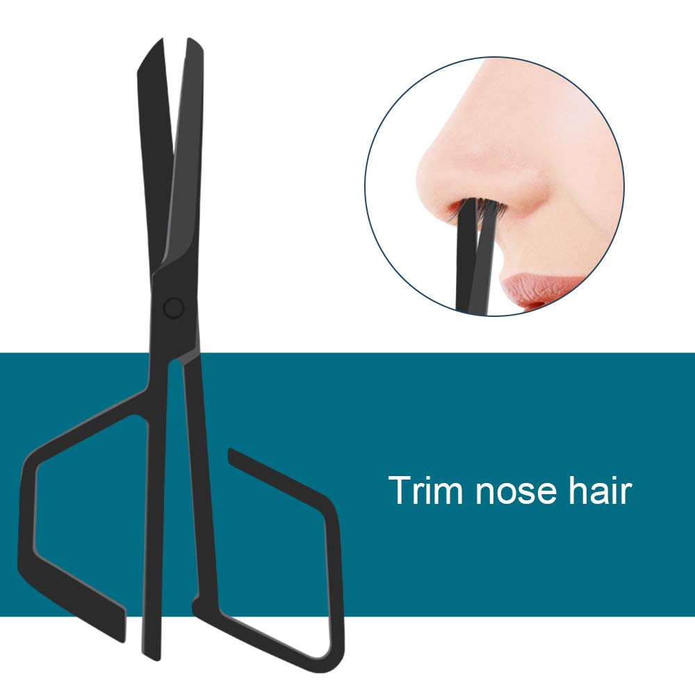 Professional Stainless Steel Nose Hair Scissors for Men - Safe & Precise Facial Hair Trimming Scissors - Grooming Kit for Eyebrows, Ears & Nose - Perfect for Travel & Home Use