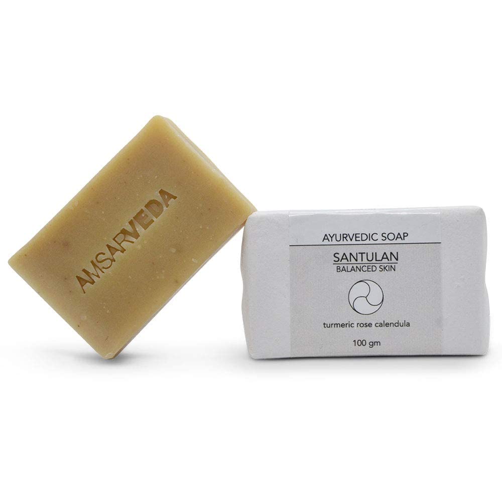 Amsarveda Santulan Ayurvedic Soap for Balanced Skin - Natural Herbal Cleanser for Dry, Oily & Sensitive Skin - Perfect for Daily Skincare & Relaxing Bath Time