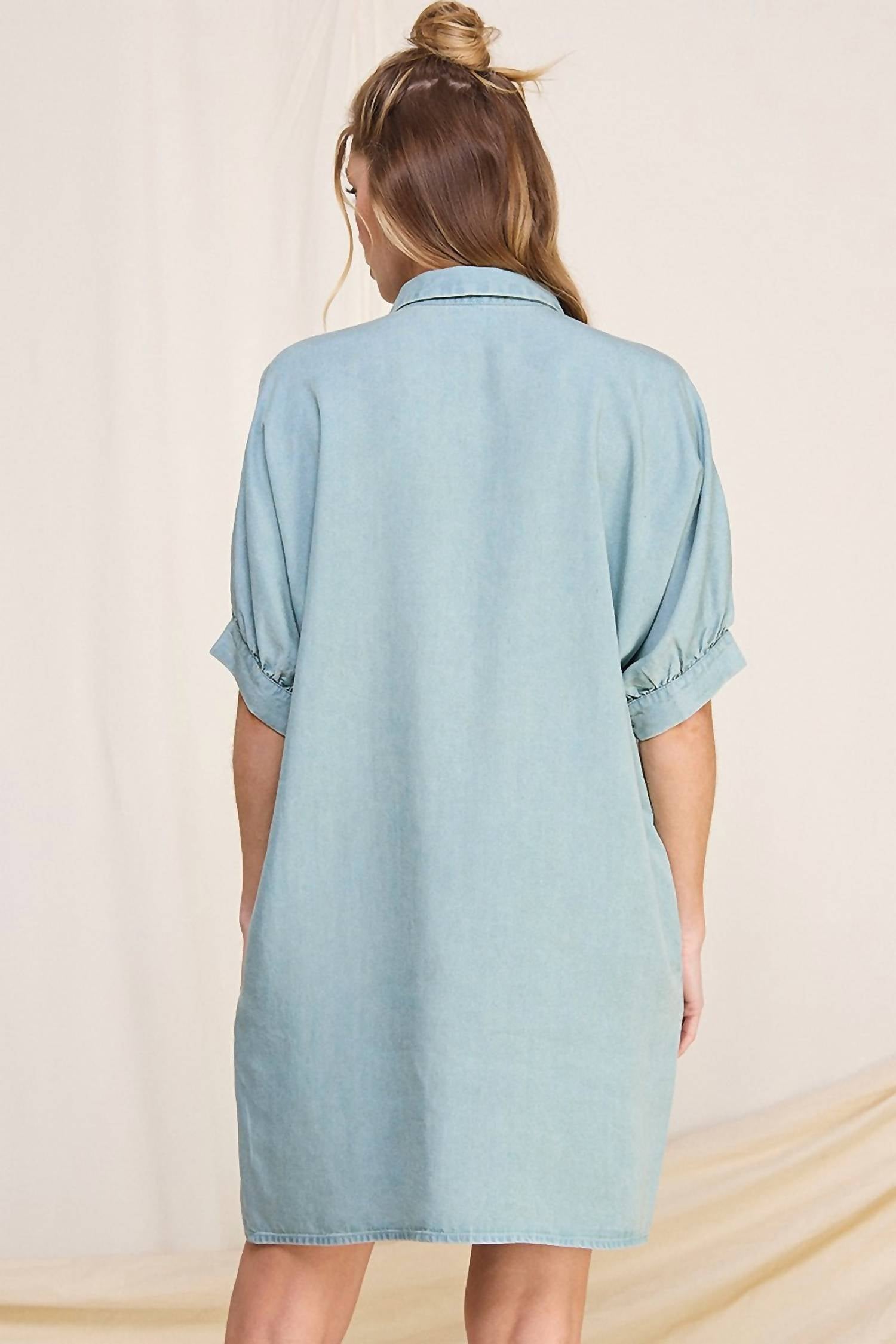 Light Wash Chambray Dress for Women - Casual Summer Dress for Outdoor Events, Parties, and Date Nights