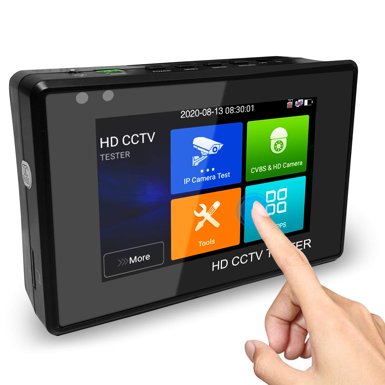 Rsrteng 4-inch IPS Touch Screen CCTV Camera Tester - Supports 12MP IP, 8MP TVI/CVI/AHD, CVBS & 4K Cameras with POE, PTZ, RS485 & TF Card Slot - Professional Tool for Security Camera Installation & Maintenance