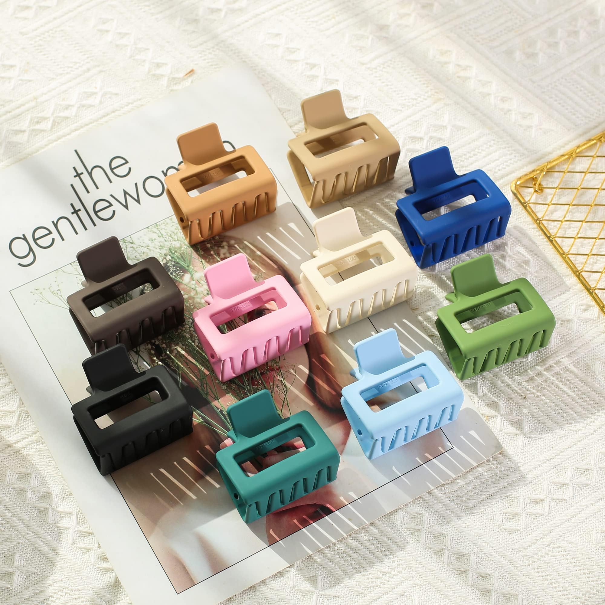 4PCS Matte Square Hair Claw Clips for Women & Girls - 2 Inch Medium Hair Clips for Thin to Thick Hair, Pastel Hair Accessories | Perfect for School, Work, Travel & Everyday Styling