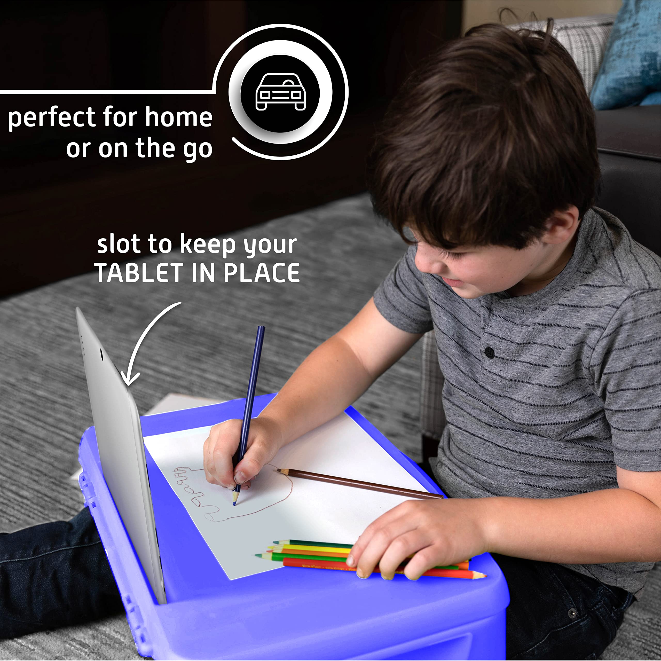 Foldable Lap Desk with Storage & Dividers - Portable Laptop Tray for Bed, Sofa & Breakfast - Lightweight Study Table for Kids & Adults - Perfect for Home, Office & Travel (Purple)