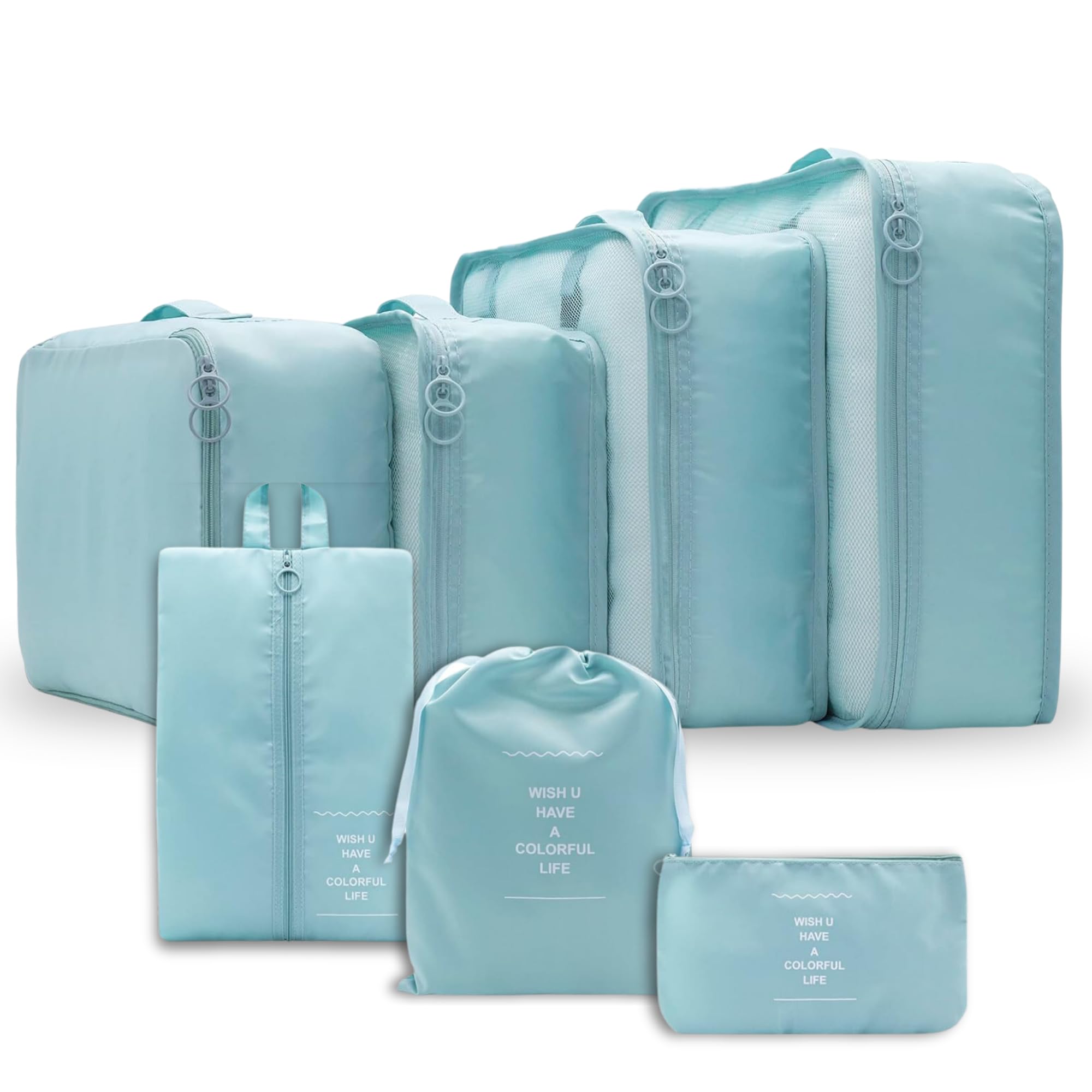 SC Tech Compression Packing Cubes & Vacuum Seal Storage Bags with Hand Pump - Space Saving Travel Organizers for Clothes, Comforters, Blankets & Bedding (Blue) | Perfect for Suitcase Organization & Closet Storage
