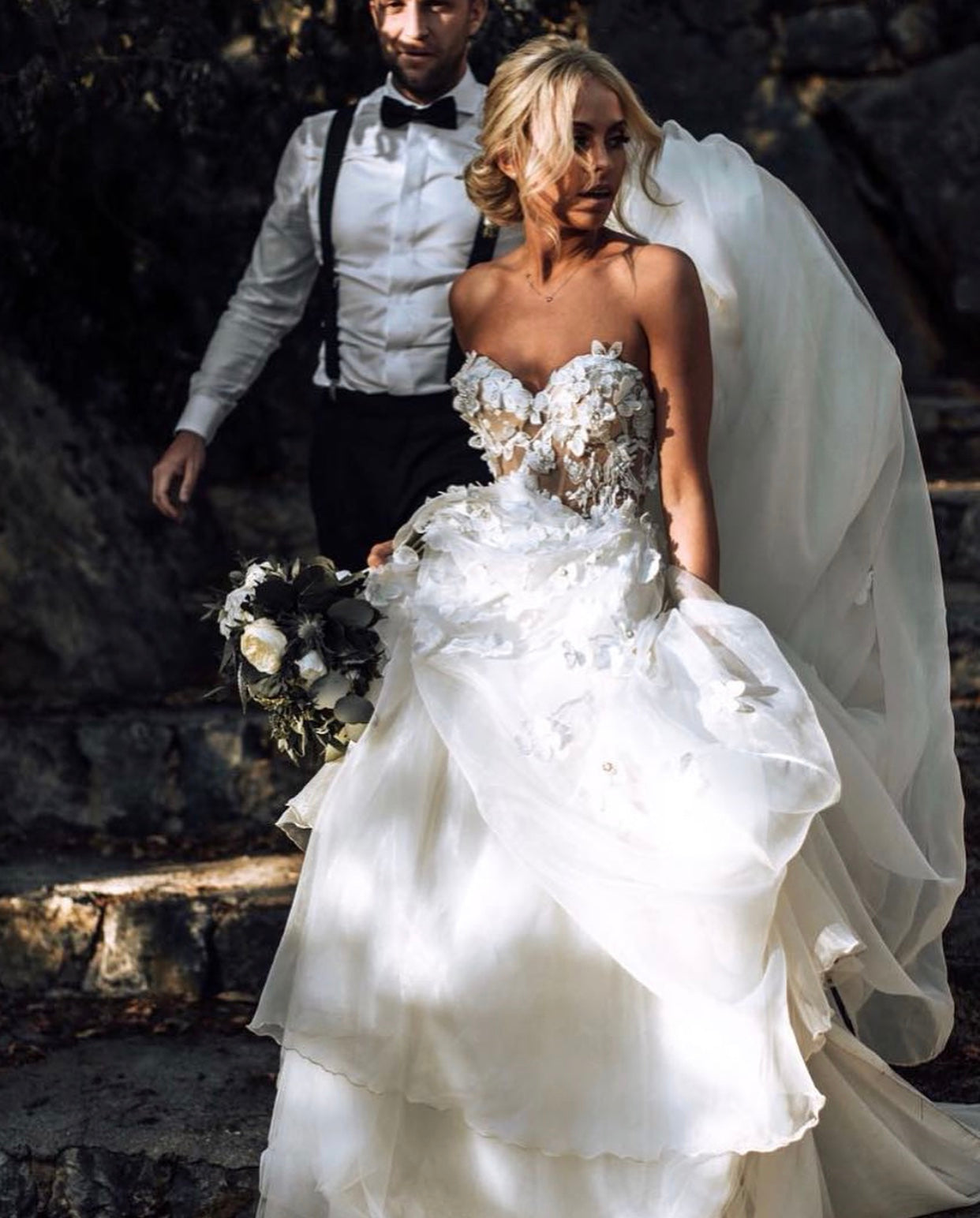Elegant A-Line Lace Sweater Wedding Dress with Tulle & Organza Skirt - 2019 Bridal Gown for Church Ceremony, Garden Wedding & Formal Reception
