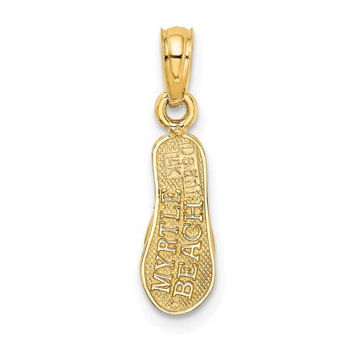 14k Yellow Gold Myrtle Beach Flip Flop Charm - Elegant Beach Jewelry for Necklaces & Bracelets - Perfect for Summer Vacations, Beach Weddings & Coastal Fashion