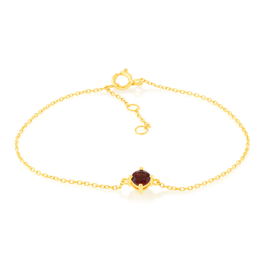 0.34 Carat Genuine Red Garnet Adjustable Bracelet - 17cm 9ct Yellow Gold Jewelry for Women - Perfect for Gifts, Parties & Everyday Wear