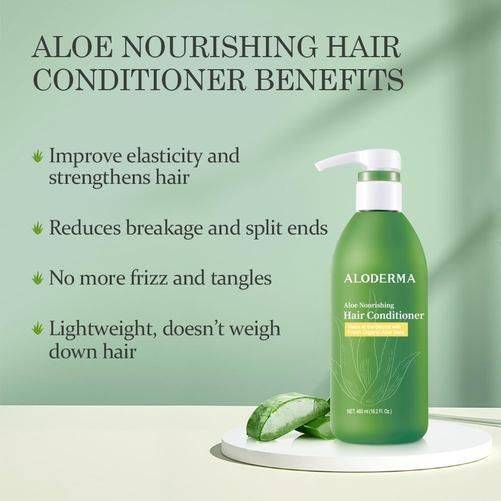 Aloderma Aloe Vera Hair Care Set - Volumizing Shampoo & Nourishing Conditioner for Thicker, Healthier Hair | Natural Hair Growth Treatment for Dry, Damaged Hair | Perfect for Daily Hair Care Routine & Salon-Quality Results at Home
