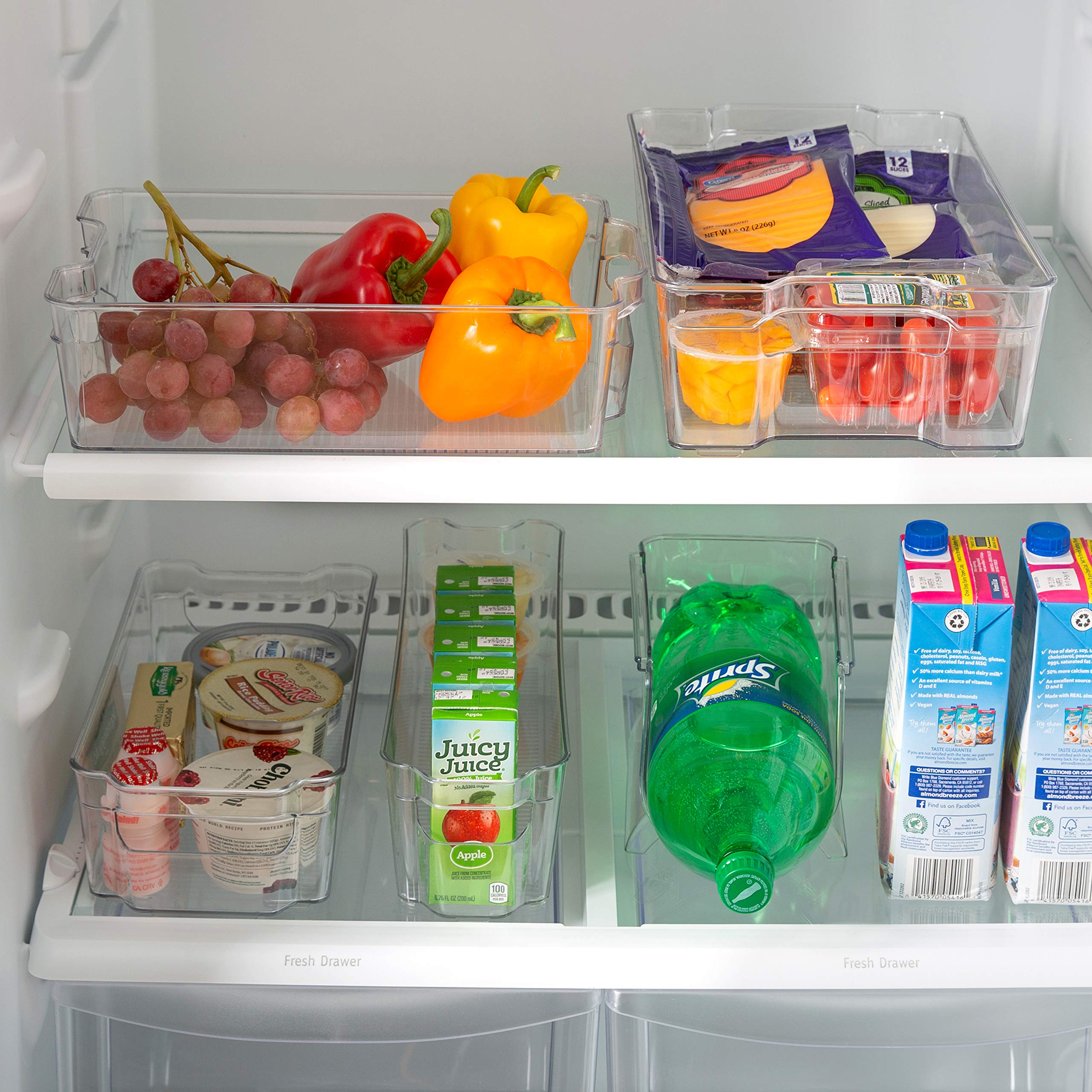 Extra Large Clear Refrigerator Shelf Organizer for Kitchen - Fridge, Freezer, Pantry, Cabinet & Countertop Storage with Handles | Perfect for Organizing Food, Drinks & Kitchen Supplies