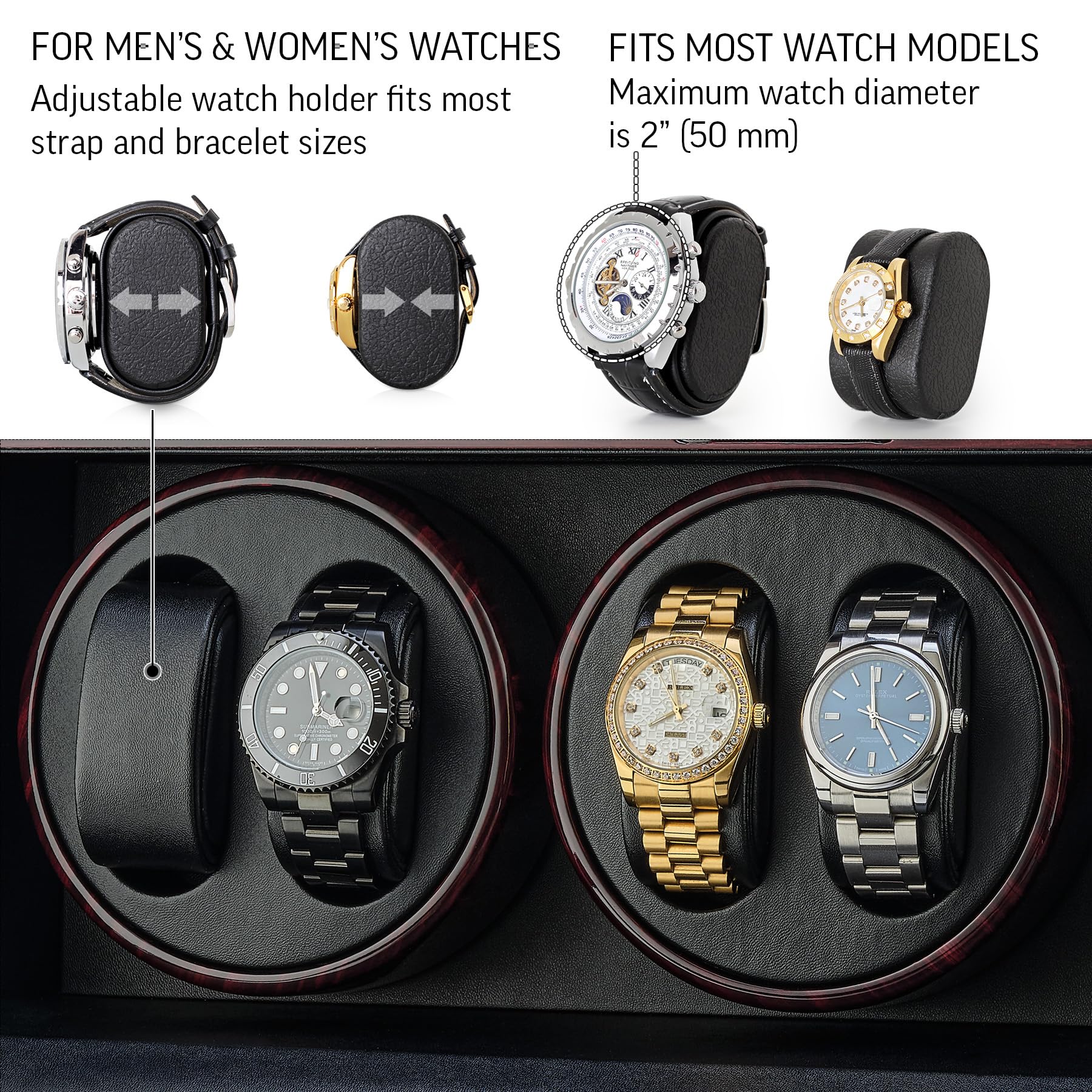 Premium TIMECUBE Automatic Watch Winder for 6 Watches - 15 Custom Winding Programs with LED Display | Perfect for Watch Collectors & Luxury Timepiece Storage at Home/Office
