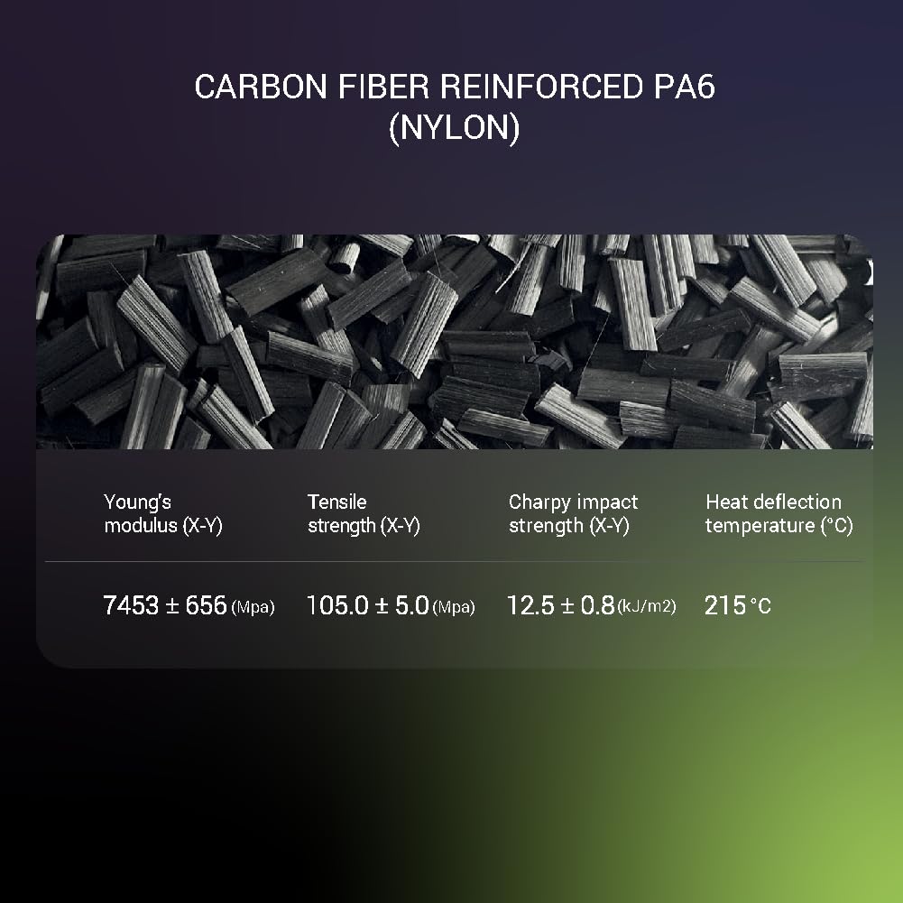 Polymaker Fiberon PA6-CF20 Carbon Fiber Reinforced Nylon 3D Printing Filament - 1.75mm, 3kg Spool, Black | High-Strength, Warp-Free Material for Functional Prototypes, Automotive Parts & Industrial Applications