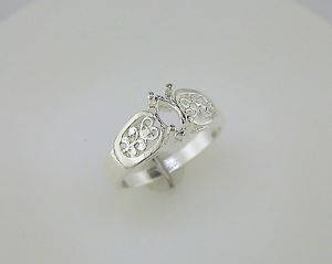 Solid Sterling Silver or 14kt Gold Marquise Filigree Pre-Notched Ring Blank - Size 7 Shank Setting (6x3mm & 10x6mm Options) - Perfect for Jewelry Making, Engagement Rings & DIY Craft Projects