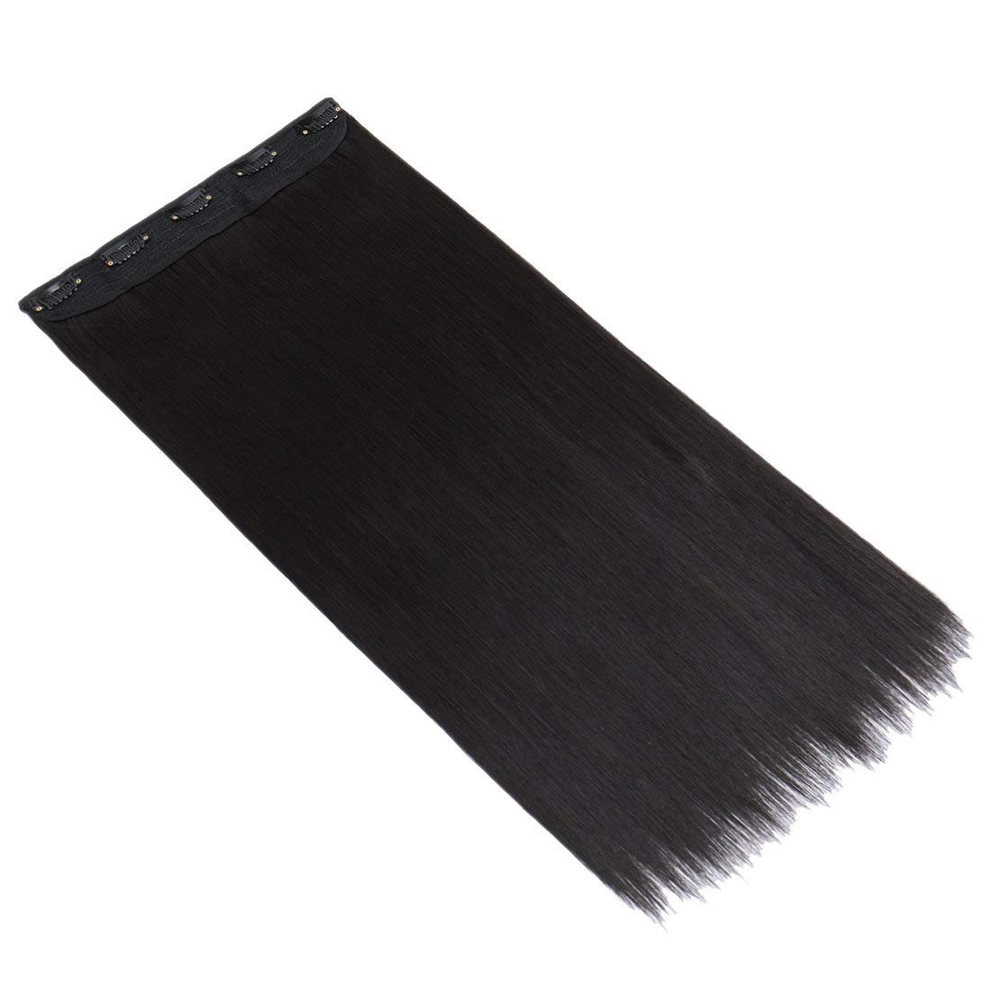 LTZ 24 Inch Straight Synthetic Hair Extensions for Women - Natural Black Clip-In Full Head Hairpieces | Perfect for Daily Styling, Parties & Special Occasions