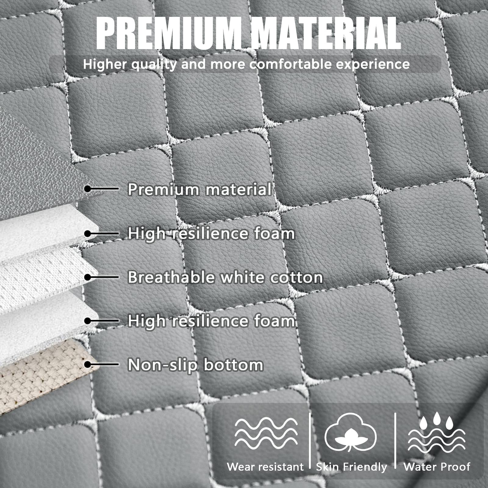 Premium PU Leather Car Seat Covers - Universal Fit for 95% Vehicles (Grey) | Front Seat Cushion Protectors for Cars, SUVs & Trucks | Waterproof & Easy to Clean | Perfect for Daily Commute, Road Trips & Family Travel