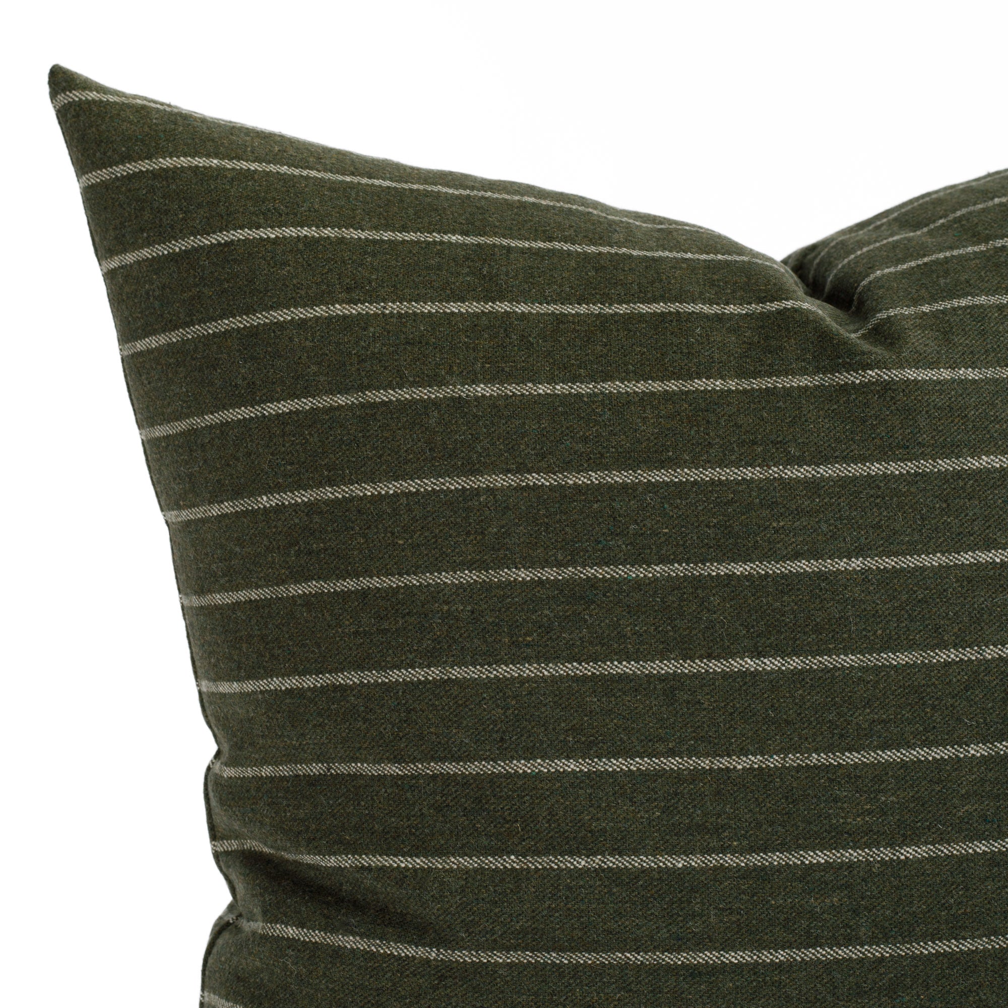 Hunter Stripe 20x20 Decorative Throw Pillow Cover - Moss Green Cotton Linen Blend Cushion Case for Sofa, Bed, Living Room & Home Decor