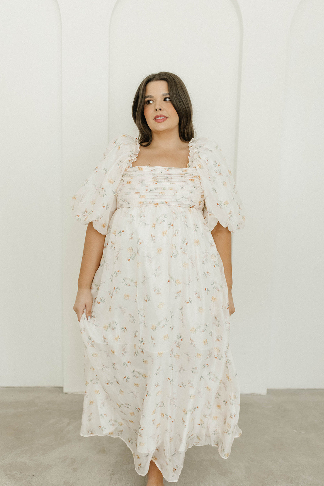 Melody Maxi Dress with Pleats & Bow Detail - Yellow Rose Floral Print | Bump Friendly Maternity Dress | Inclusive Sizing S-3XL | Perfect for Weddings, Baby Showers & Summer Vacations