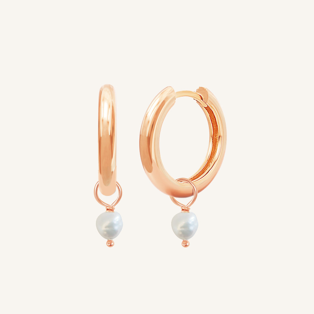 Pearl Plain Hoops Earrings - Natural Stone Jewelry for Women | Perfect for Everyday Wear, Office & Special Occasions