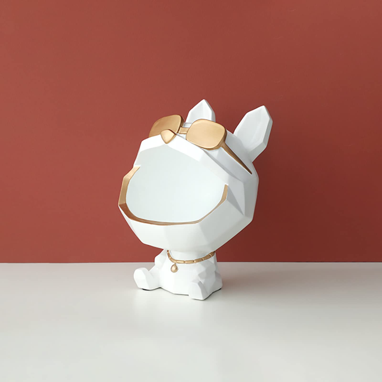 Resin Dog Sculpture Key Holder - Big Mouth Dog Figurine Storage Bowl for Keys, Jewelry & Candy | White Decorative Resin Art Gift for Home, Office Desk | Perfect for Pet Lovers & Unique Home Decor