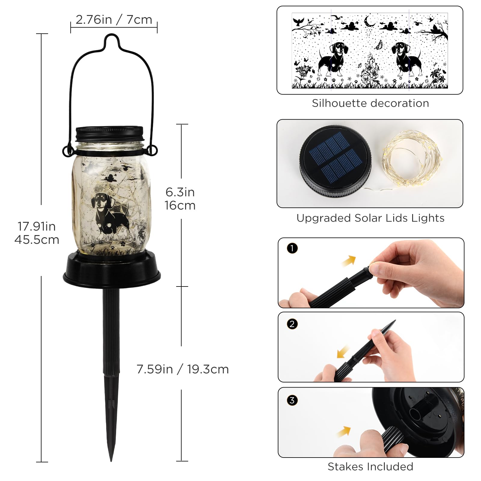Solar Powered Waterproof Dachshund String Lights - Outdoor Hanging Lantern with Stake for Garden, Yard, Patio Decor - Perfect Gift for Dog Lovers, Mom, Grandma - Ideal for Birthday, Christmas, Wedding & Home Decoration