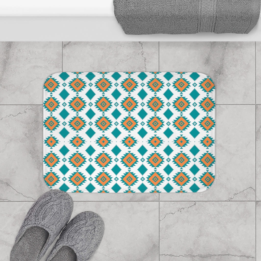 Southwestern Bath Mat - Non-Slip Boho Bathroom Rug for Showers & Bathrooms | Soft Absorbent Cotton | Southwestern Decor for Bathroom & Vanity Areas
