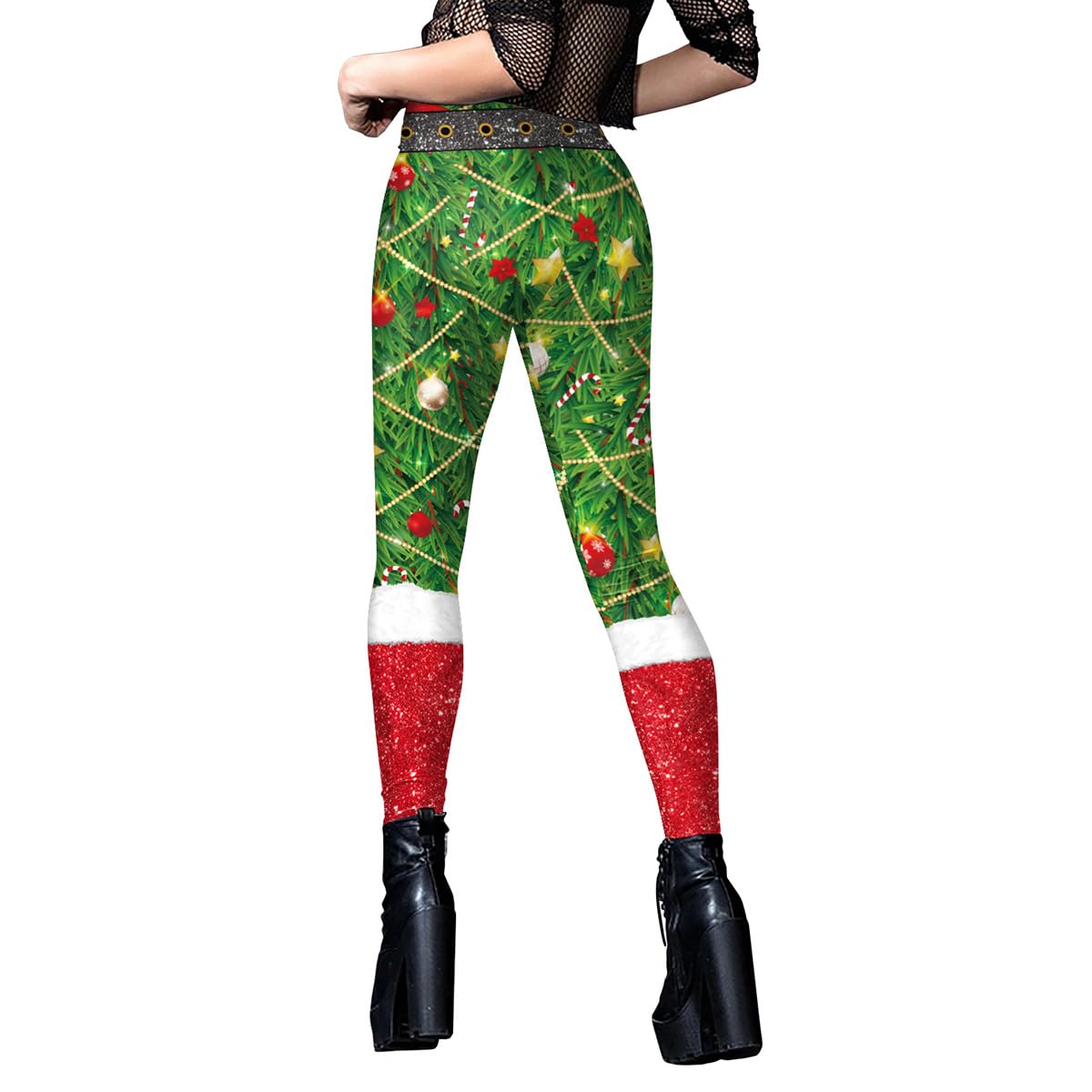 ODIZLI Women's Ugly Christmas Leggings - Festive 3D Print Holiday Yoga Pants for Workout & Costume Parties | Perfect for Christmas Celebrations, Office Parties & Festive Workouts