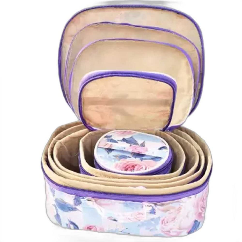 Premium 5-Piece Cosmetic Box Set - Vanity Box, Makeup Kit, Pouch & Storage Case | Travel Makeup Organizer for Women | Multicolor Beauty Essentials | Perfect for Travel, Home & Gift Giving