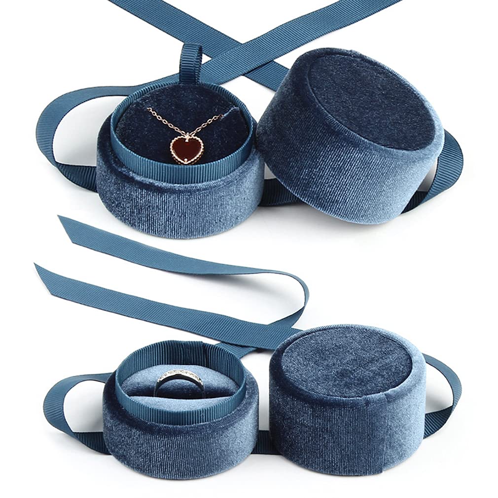 iSuperb 2-Piece Velvet Jewelry Gift Box Set - Ring Box with Ribbon, Earring & Necklace Display Case - Perfect for Wedding, Engagement, Birthday, Christmas & Anniversary Gifts - Jewelry Storage & Decoration Organizer for Special Occasions