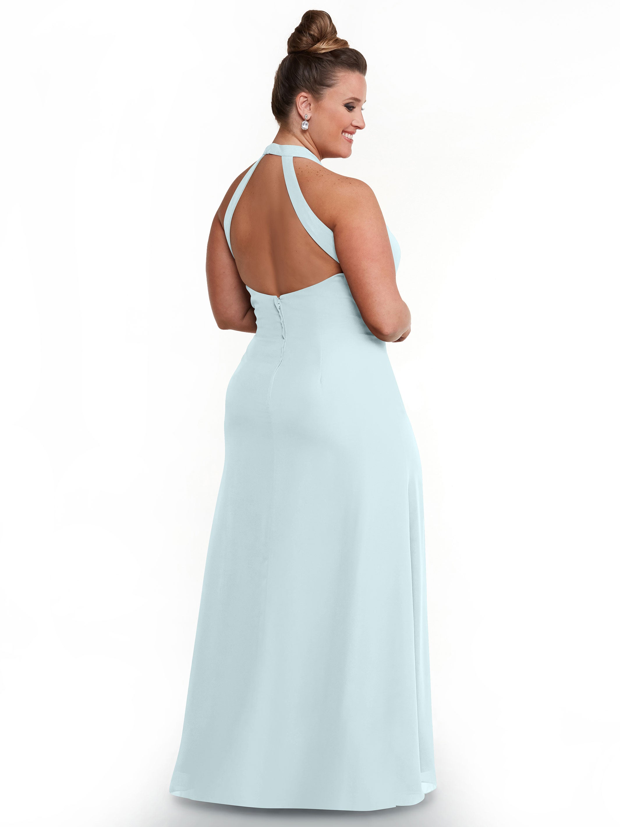 Elegant Chiffon A-Line Bridesmaid Dress with Keyhole Halter Neckline - Perfect for Weddings, Formal Events & Special Occasions