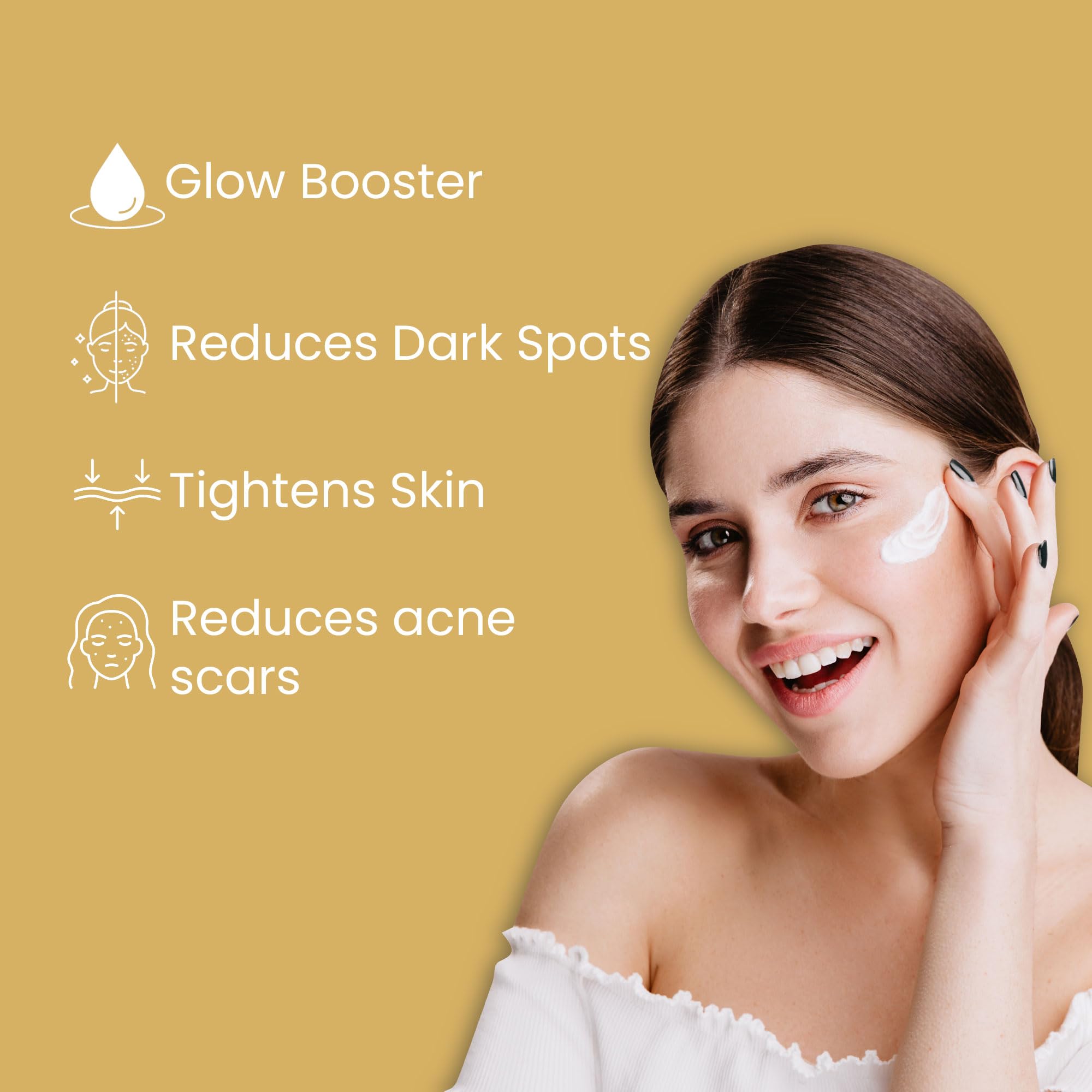Glamveda Glutathione Face Cream with Vitamin C & Gold Dust - Dark Spot & Hyperpigmentation Treatment for Brighter Skin | All Skin Types | 30g | Perfect for Daily Skincare Routine & Nighttime Use