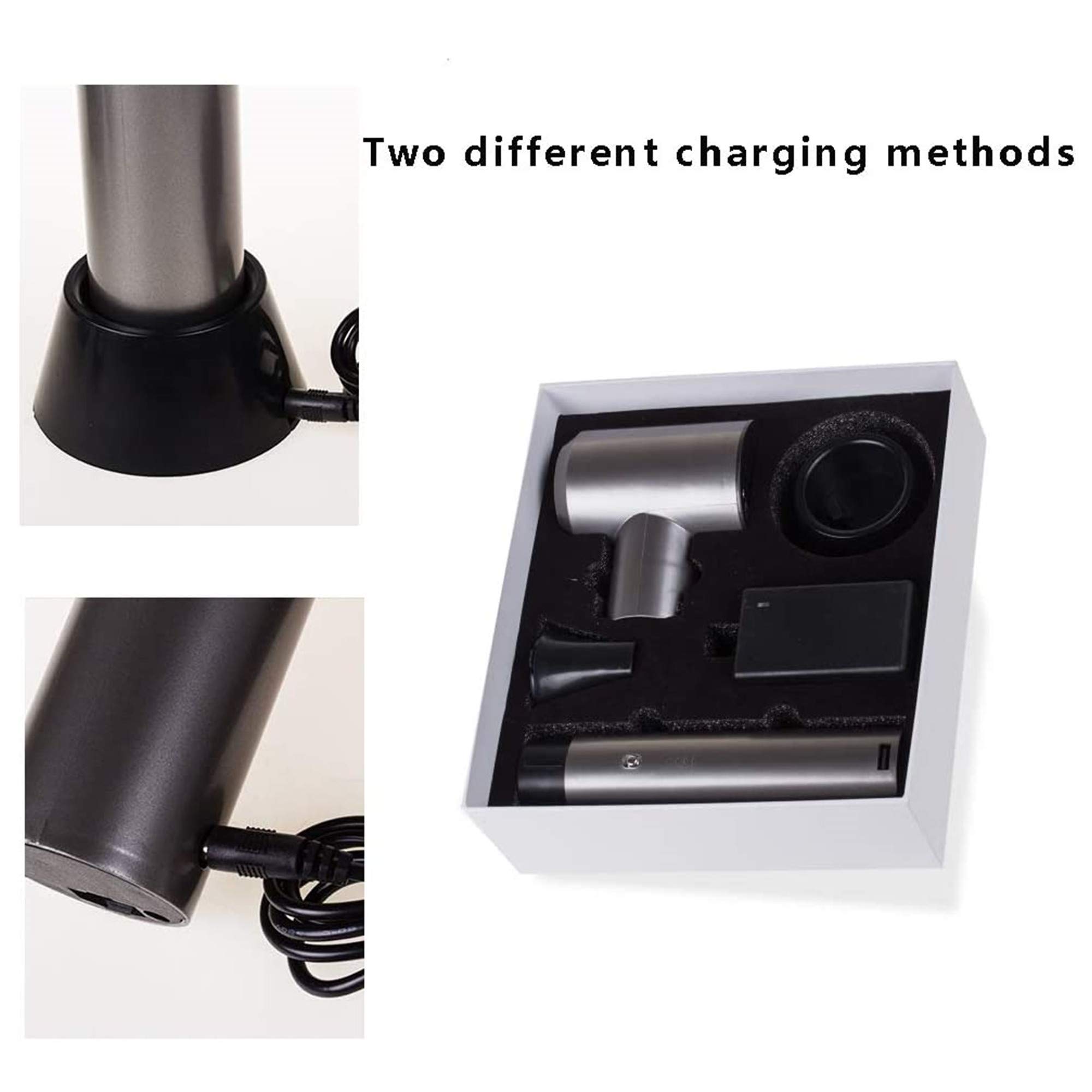 Cordless Hair Dryer - Portable Wireless Handheld Blow Dryer with Detachable Nozzle for Travel, Home, Hotel & Pet Grooming | Lightweight Fast Drying for Styling, School & On-the-Go Use