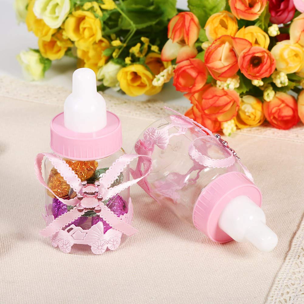 50Pcs Reusable Plastic Shower Bottles - 1.6 x 3.5 Inch Fillable Candy Containers for Baby Shower, Birthday Party Decorations - Perfect for Wedding Favors, Candy Buffets & DIY Craft Projects