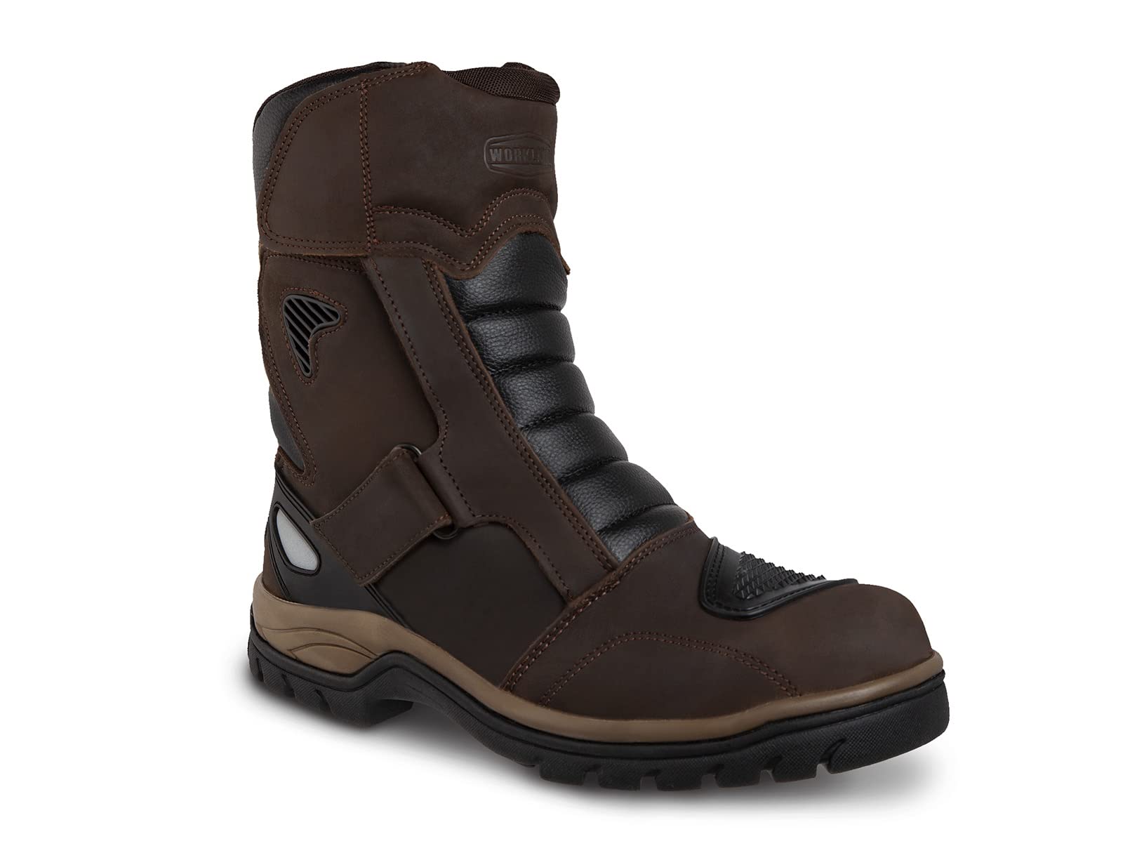WORKLAND 77418 Men's Motorcycle Boots - Leather Riding Boots with Protective Padding, Slip-Resistant Rubber Sole & Reflective Strips - Durable Motorcycle Shoes for Men (Botas para Motocicleta Hombre) - Perfect for Long Rides, Commuting & Adventure Motorcycling