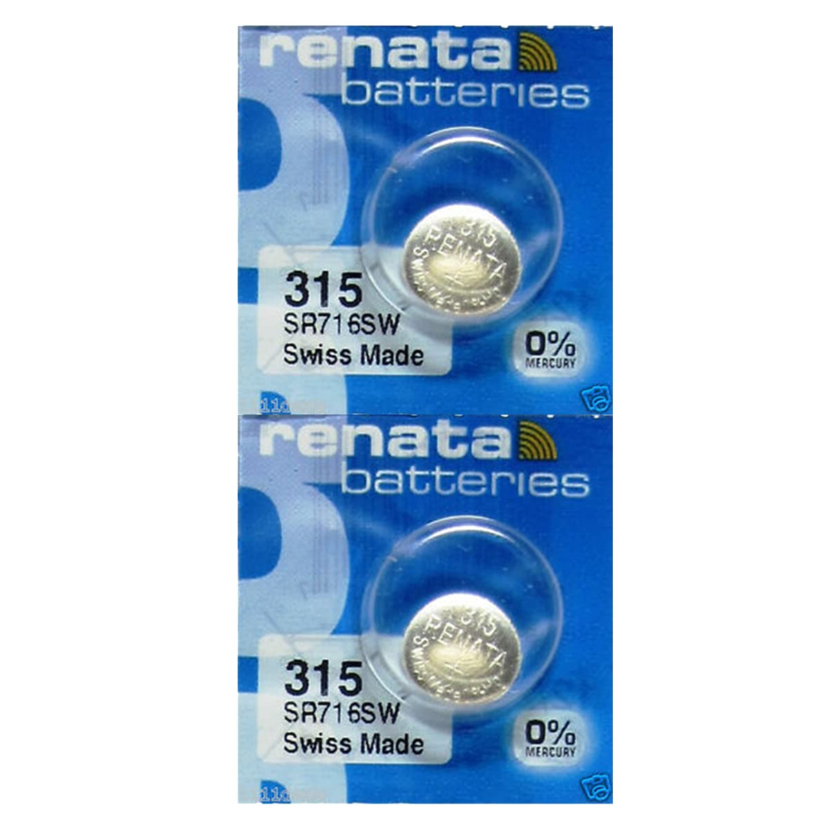 Renata 315 SR716SW 1.55V Silver Oxide Watch Batteries (2-Pack) - Long-Lasting Power for Watches, Calculators & Small Electronics - Perfect Replacement Battery for Timex, Casio & More