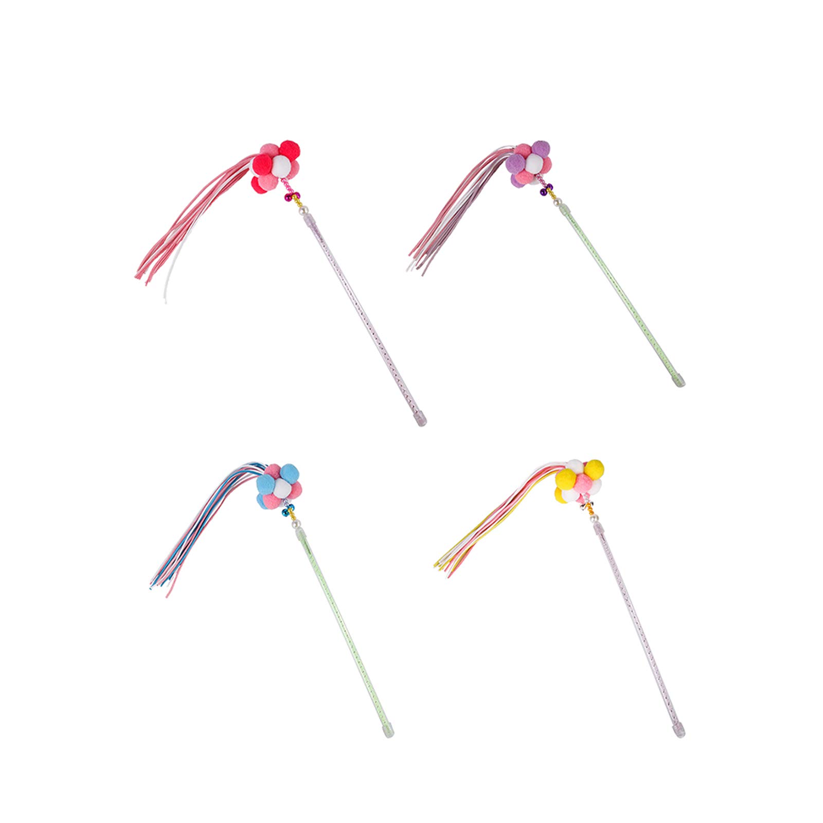 Swovo 4PCS Interactive Cat Toy Stick with Tassel - Funny Training & Exercise Wand for Kittens - Perfect for Playtime, Bonding & Indoor Entertainment